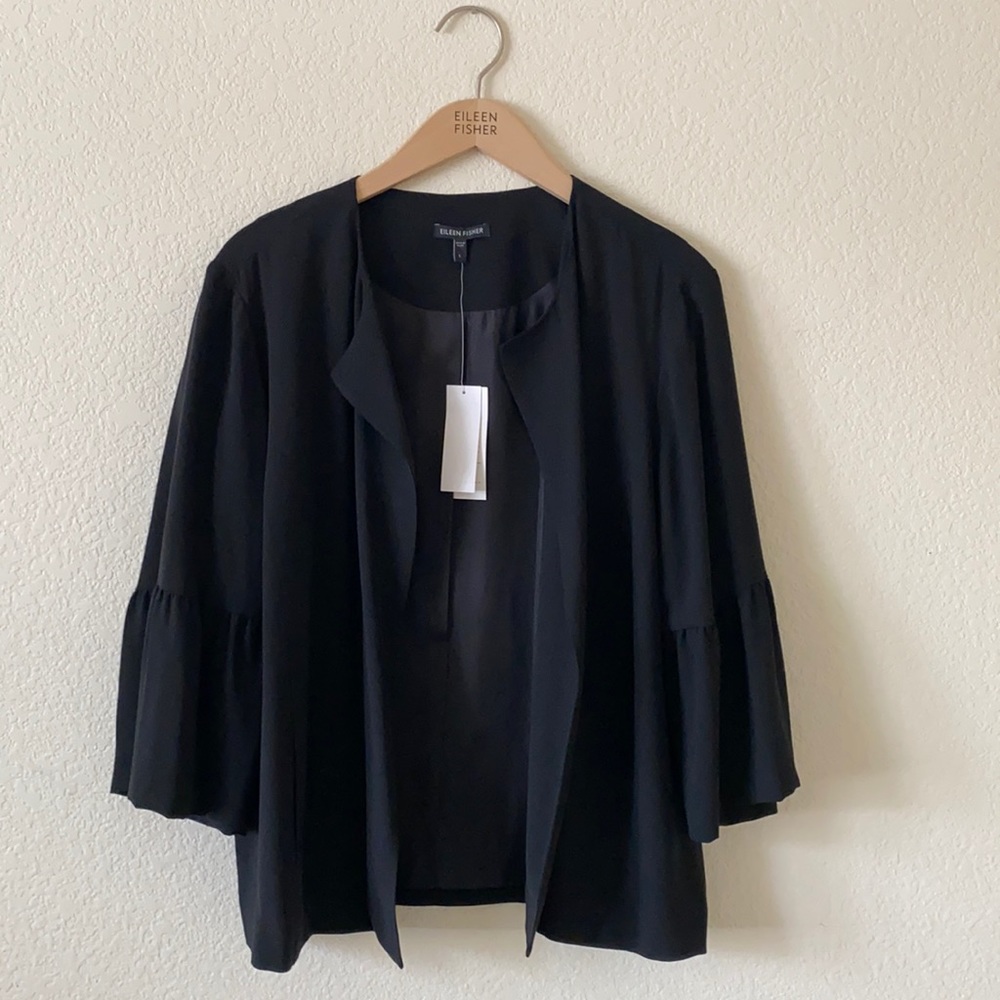 Eileen Fisher Black Silk Georgette Crepe